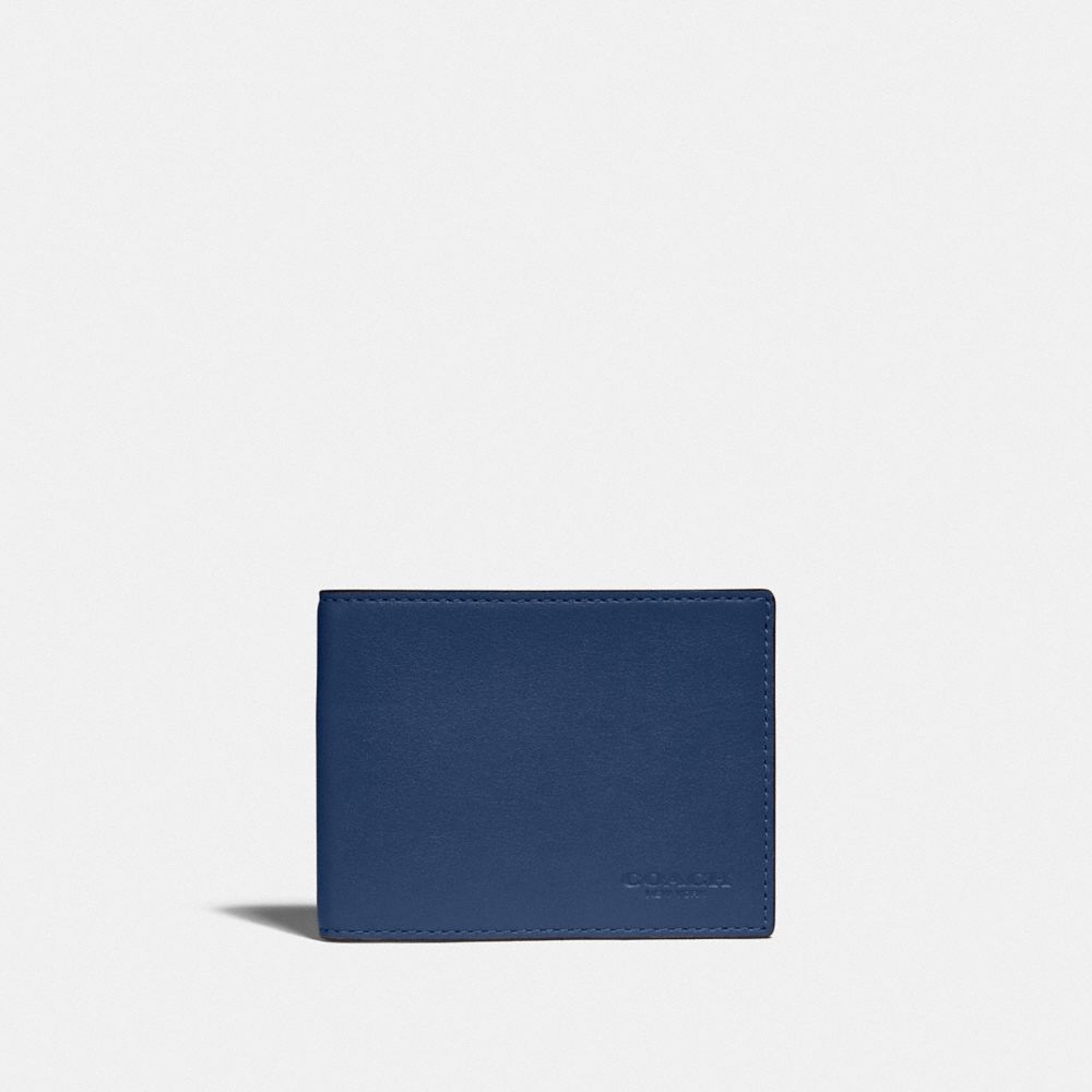 COACH C2695 Slim Billfold Wallet In Colorblock DEEP BLUE/PRUSSIAN