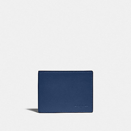 COACH C2695 Slim Billfold Wallet In Colorblock Deep Blue/Prussian
