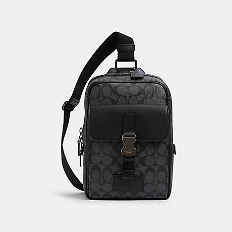 COACH Track Pack In Signature Canvas - GUNMETAL/CHARCOAL/BLACK - C2711