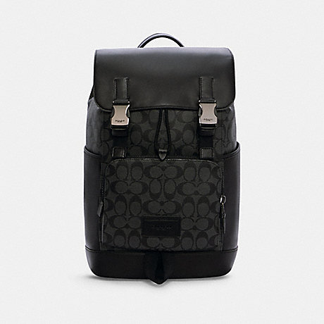 COACH C2712 TRACK BACKPACK IN SIGNATURE CANVAS QB/CHARCOAL/BLACK