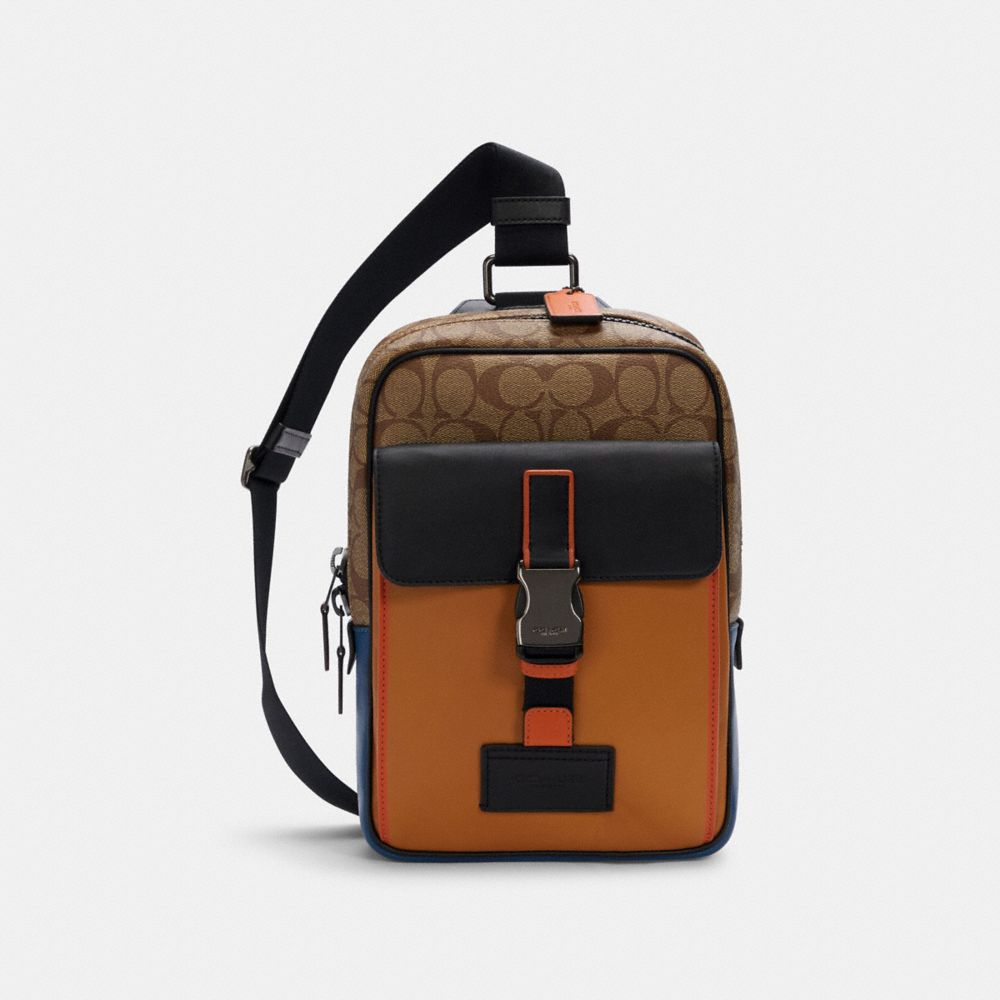 COACH C2721 - TRACK PACK IN COLORBLOCK SIGNATURE CANVAS QB/LIGHT TOFFEE KHAKI MULTI