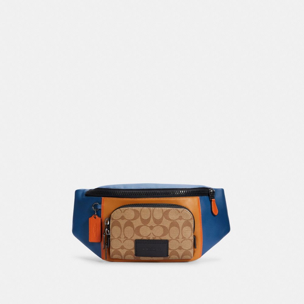 COACH C2724 - TRACK BELT BAG IN COLORBLOCK SIGNATURE CANVAS QB/LIGHT TOFFEE KHAKI MULTI