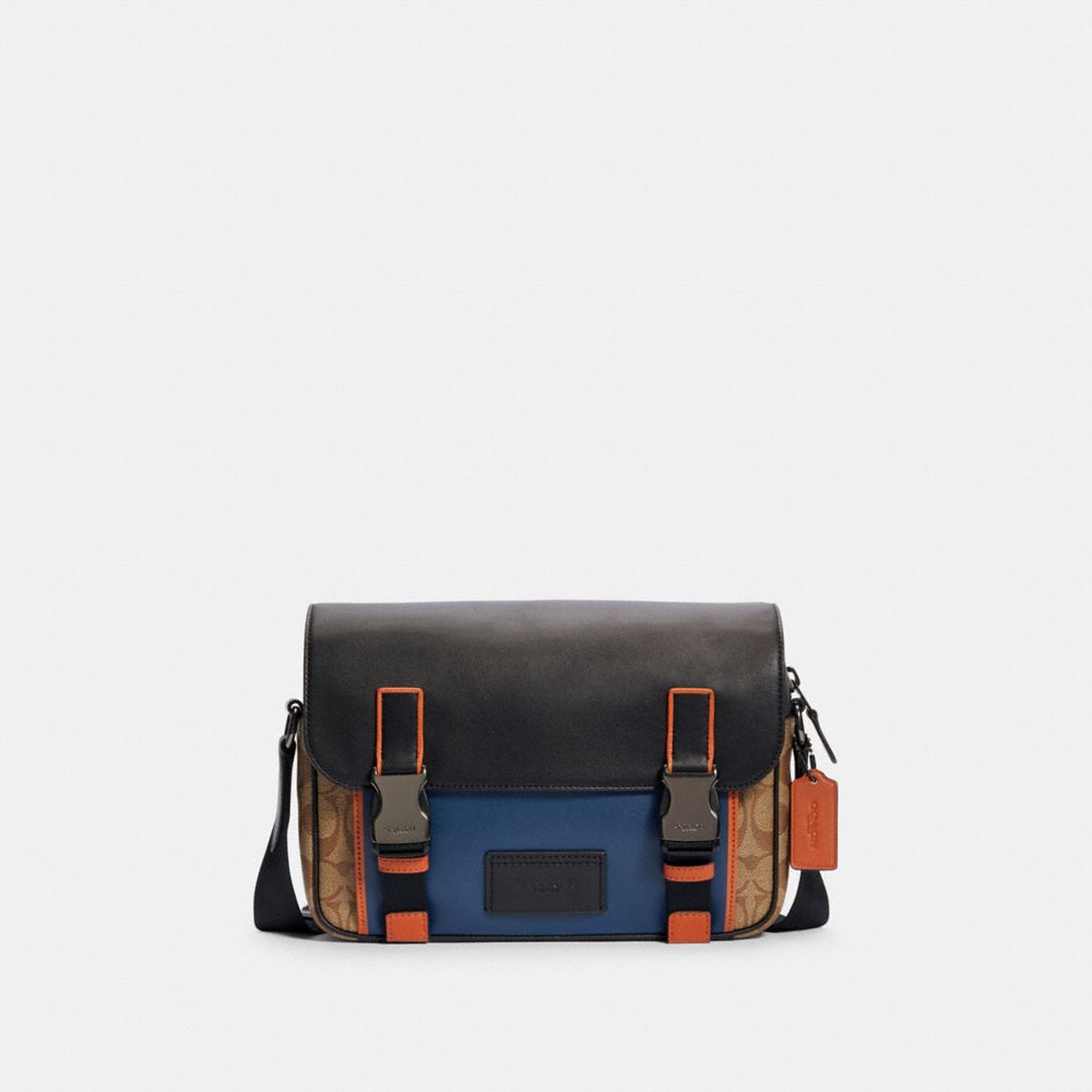 TRACK CROSSBODY IN COLORBLOCK SIGNATURE CANVAS - C2725 - QB/KHAKI TRUE BLUE MULTI