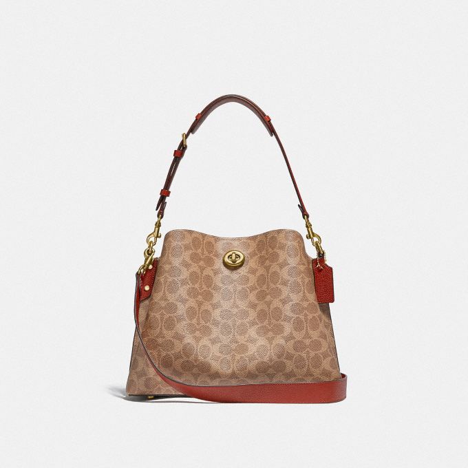 公式 Coach コーチ ウィロウ ショルダー バッグ シグネチャー キャンバス 全てのレディースバッグ