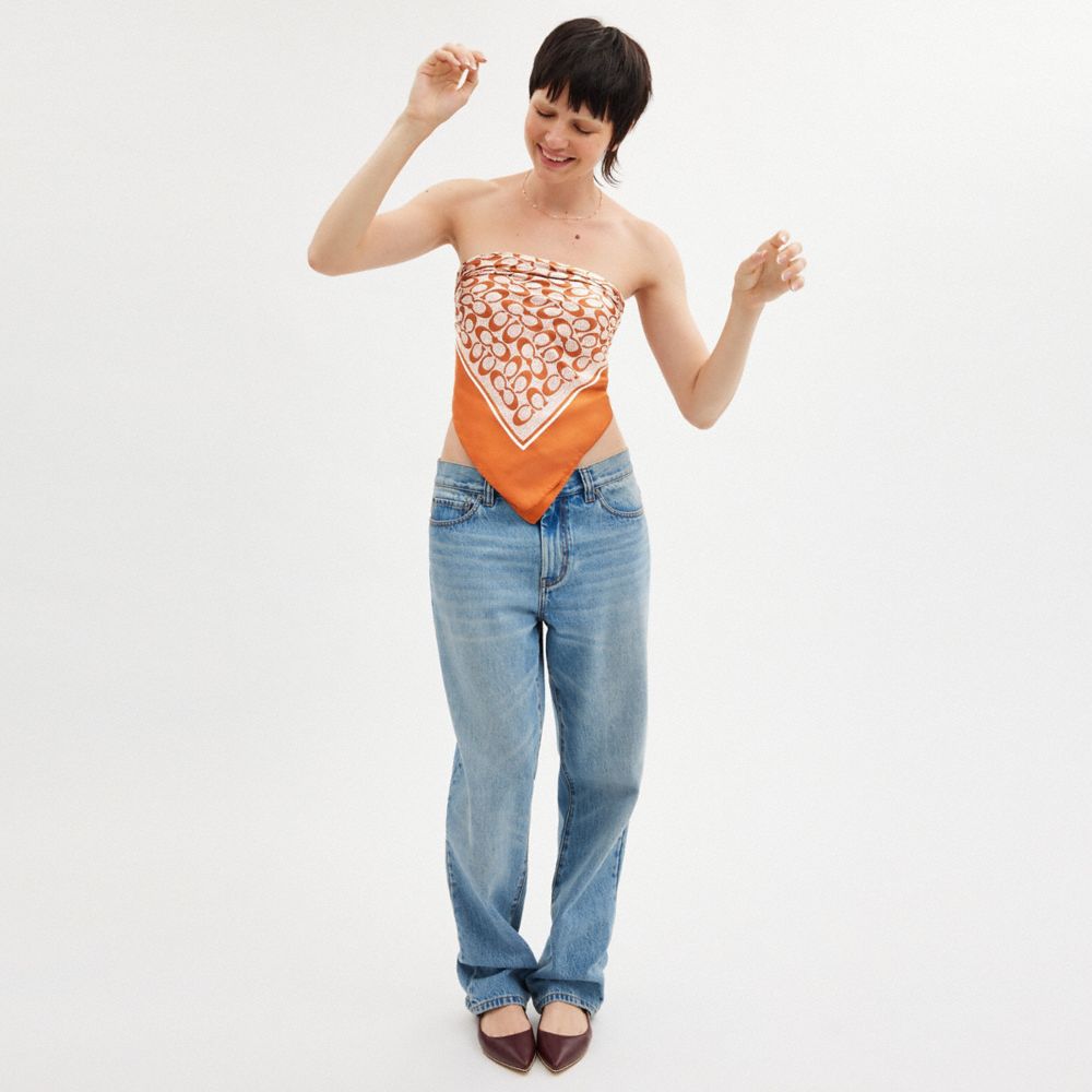 復古經典 SIGNATURE 印花真絲方巾