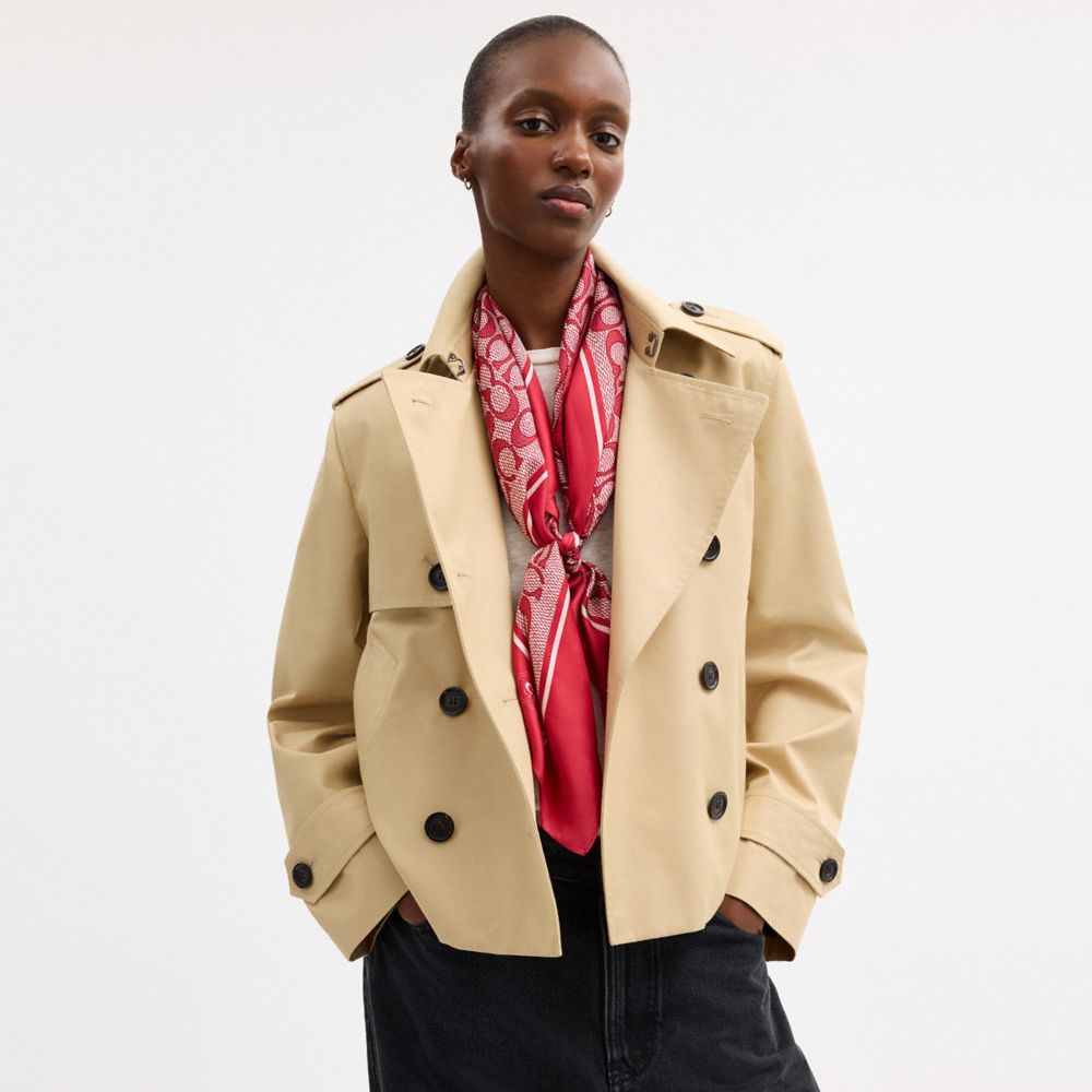 復古經典 SIGNATURE 印花真絲方巾