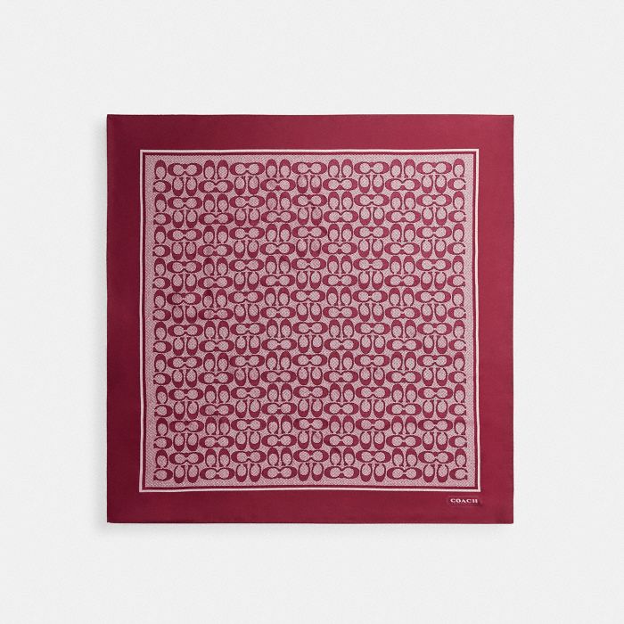 TEXTURED SIGNATURE PRINT SILK SQUARE SCARF