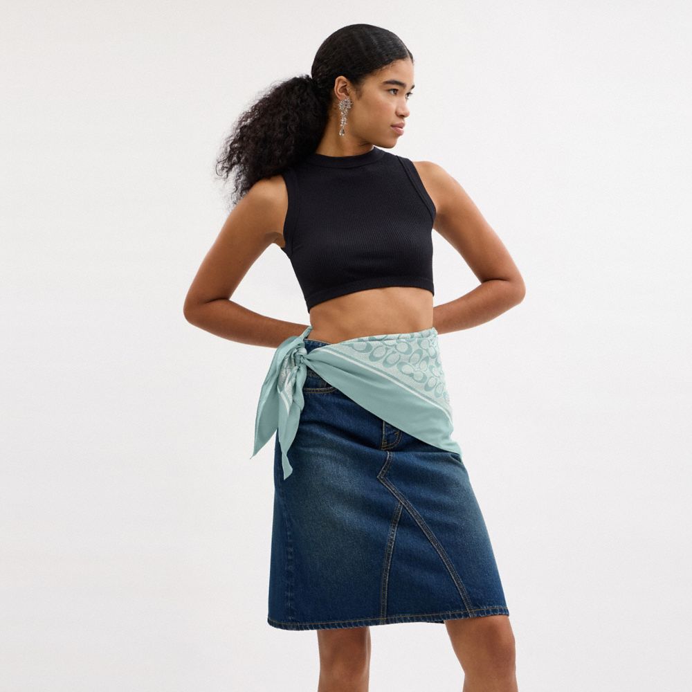 VINTAGE SIGNATURE PRINT SILK SQUARE SCARF