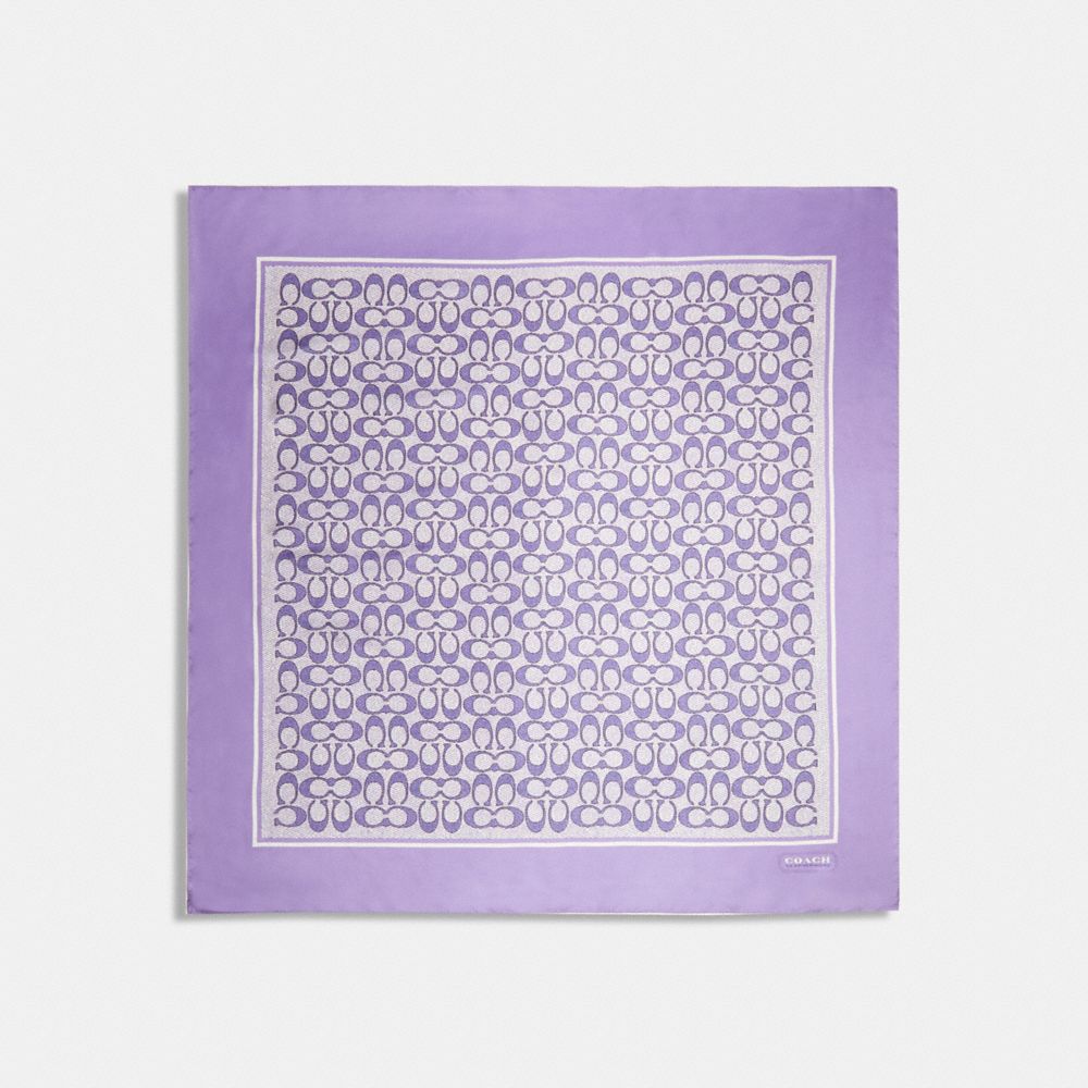 COACH C2755 Vintage Signature Print Silk Square Scarf Light Violet