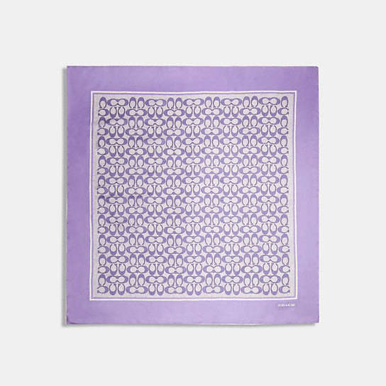C2755 - Vintage Signature Print Silk Square Scarf Light Violet