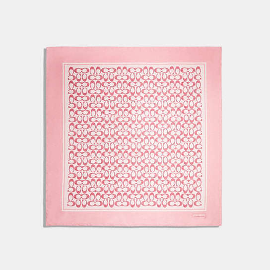 C2755 - Vintage Signature Print Silk Square Scarf Flower Pink