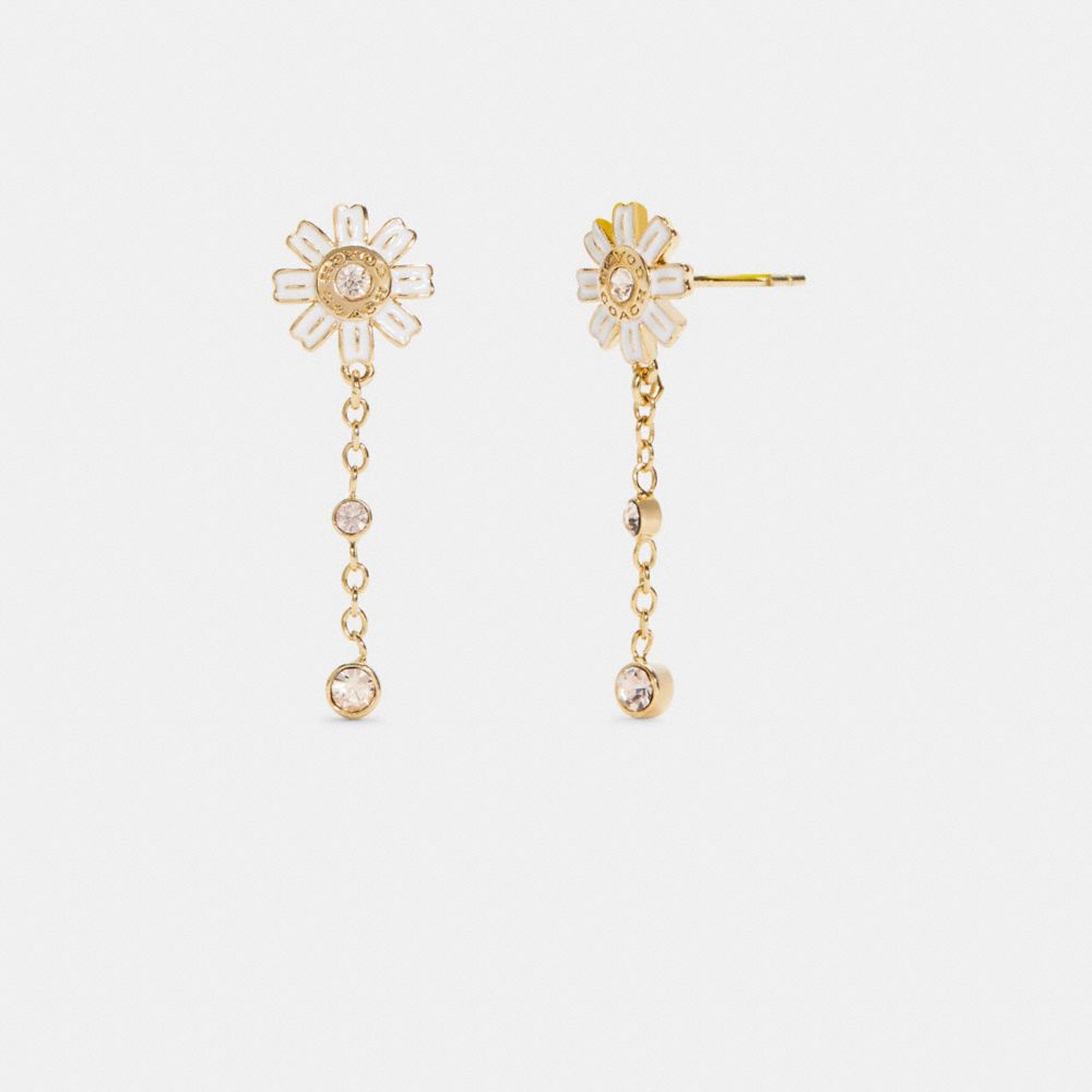 COACH DAISY DROP EARRINGS - GD/WHITE - C2757