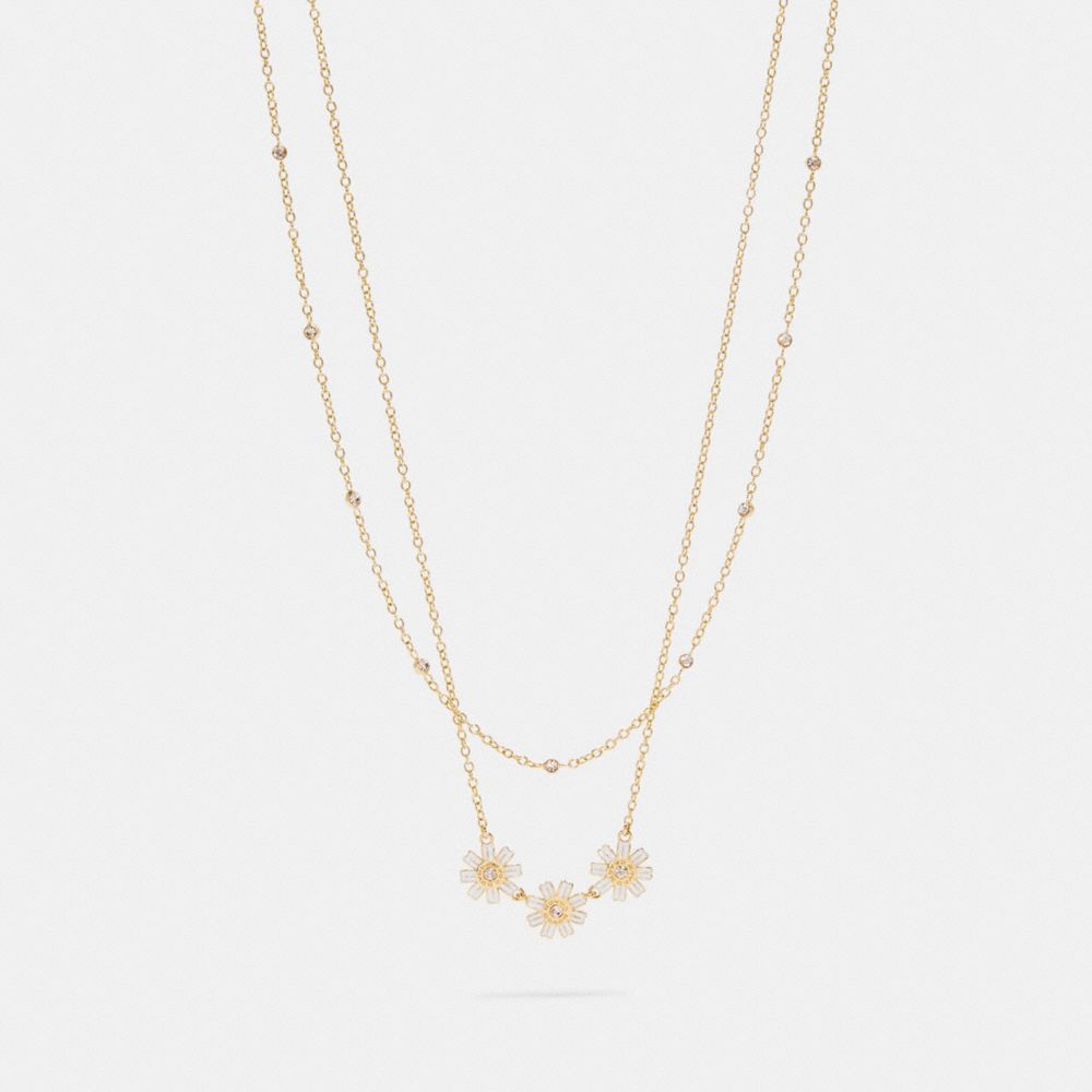 TRIPLE DAISY NECKLACE - GD/WHITE - COACH C2763