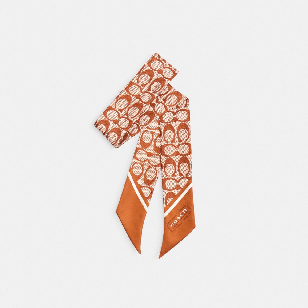 復古經典 SIGNATURE 印花真絲窄版圍巾