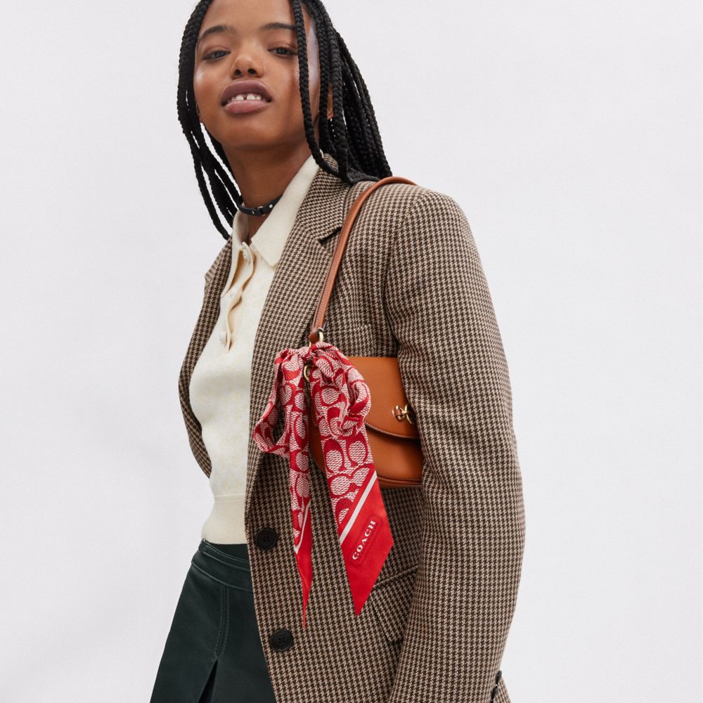 復古經典 SIGNATURE 印花真絲窄版圍巾