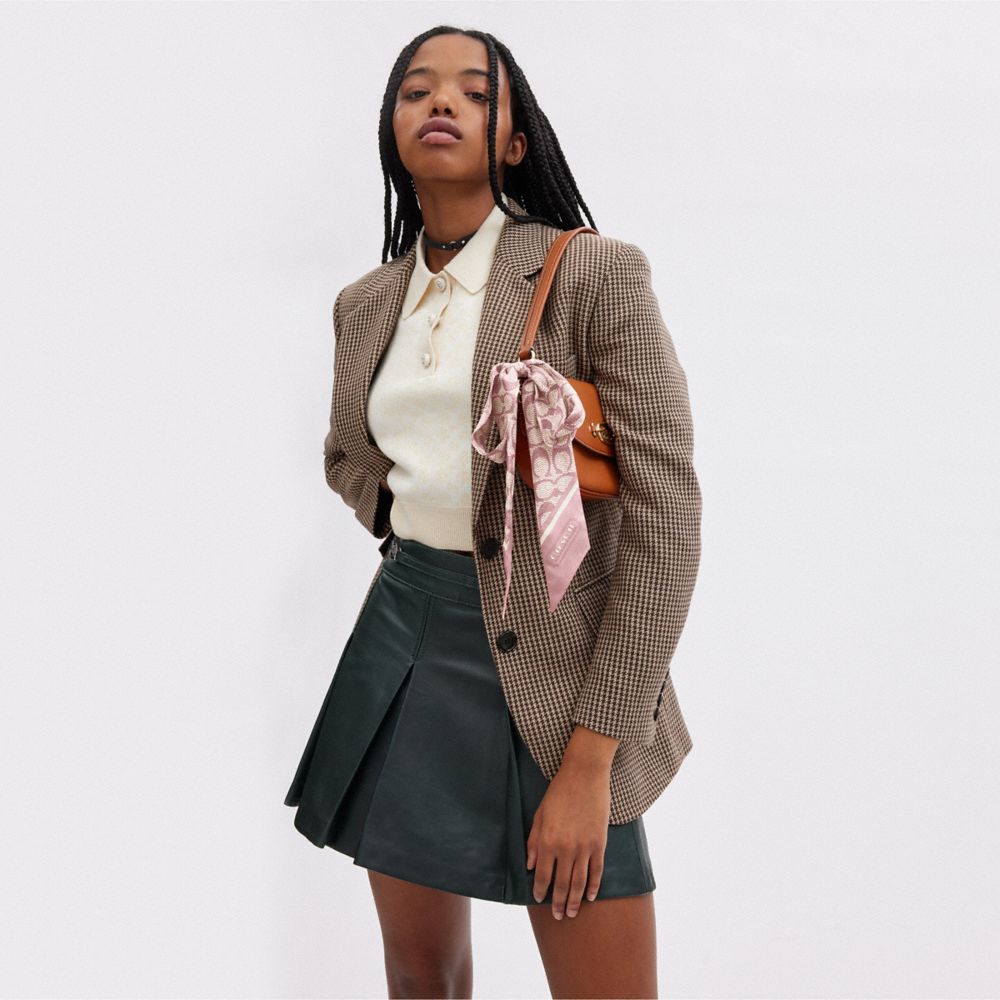 復古經典 SIGNATURE 印花真絲窄版圍巾