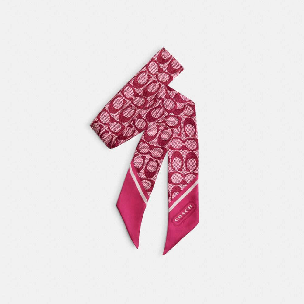 復古經典 SIGNATURE 印花真絲窄版圍巾