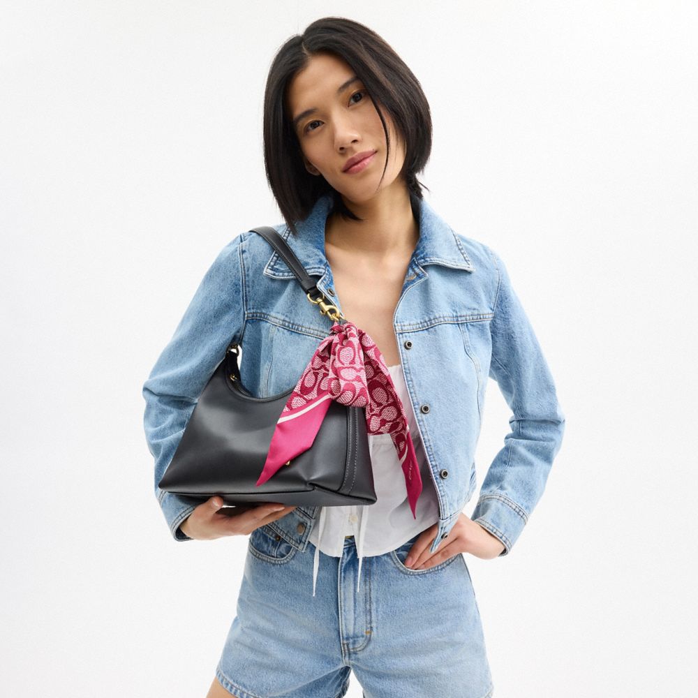 復古經典 SIGNATURE 印花真絲窄版圍巾