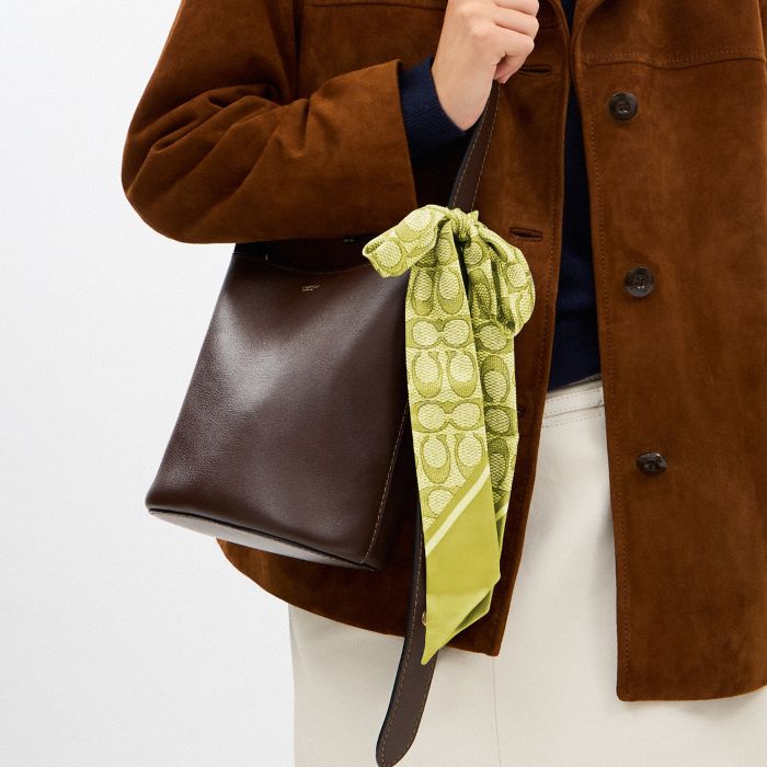 TEXTURED SIGNATURE PRINT SILK SKINNY SCARF