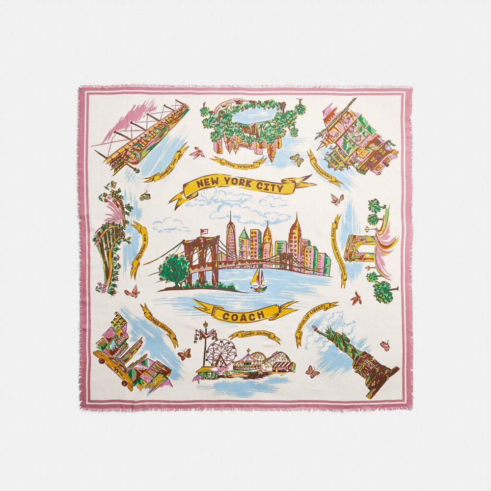 Souvenir Print Oversized Square Scarf