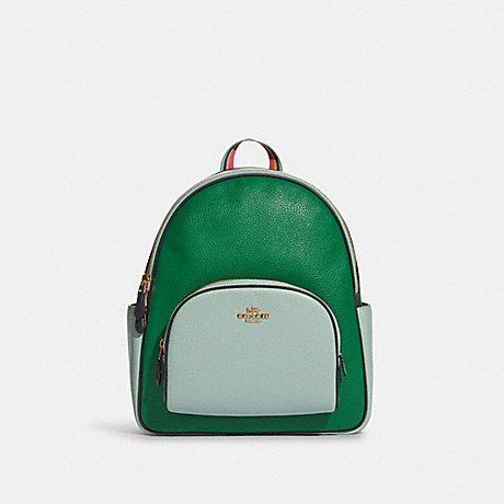 COACH Court Backpack In Colorblock - GOLD/GREEN/LIGHT TEAL MULTI - C2797