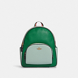 COACH C2797 Court Backpack In Colorblock GOLD/GREEN/LIGHT TEAL MULTI