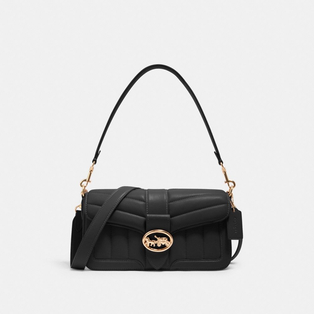 Georgie Shoulder Bag With Puffy Quilting - C2801 - GOLD/BLACK
