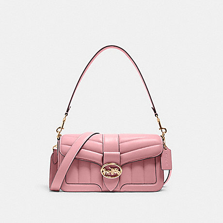 COACH C2801 Georgie Shoulder Bag With Puffy Quilting GOLD/TRUE-PINK
