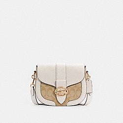 COACH Georgie Saddle Bag In Signature Canvas - GOLD/LIGHT KHAKI CHALK - C2806