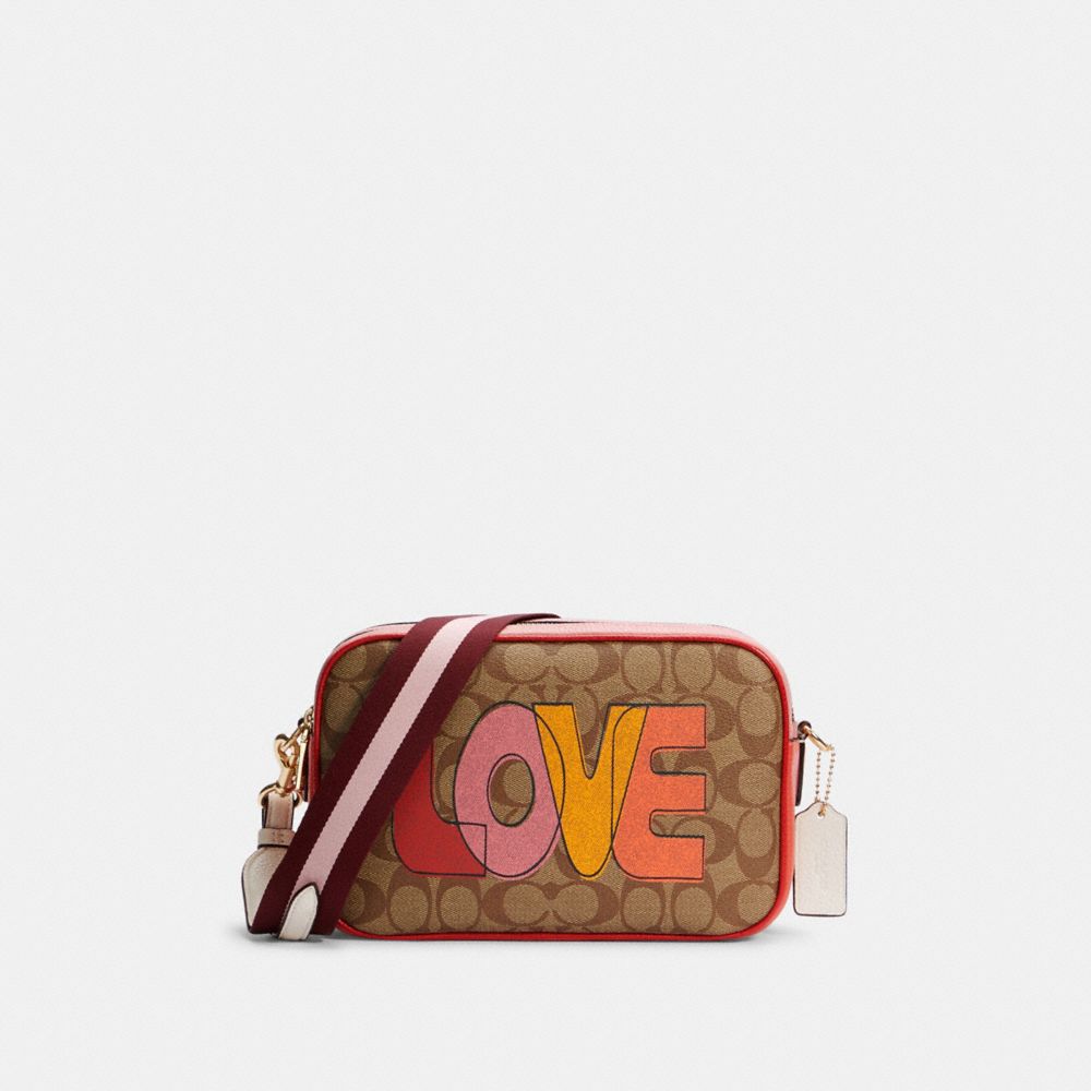 JES CROSSBODY IN SIGNATURE CANVAS WITH LOVE PRINT - C2808 - IM/KHAKI CHALK MULTI