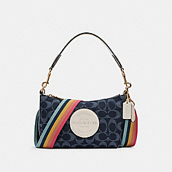 DEMPSEY SHOULDER BAG IN SIGNATURE JACQUARD WITH PATCH - C2825 - IM/DENIM MULTI