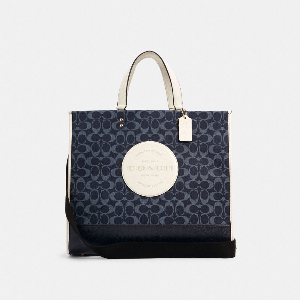 COACH C2827 DEMPSEY TOTE 40 IN SIGNATURE JACQUARD WITH PATCH IM/DENIM MULTI