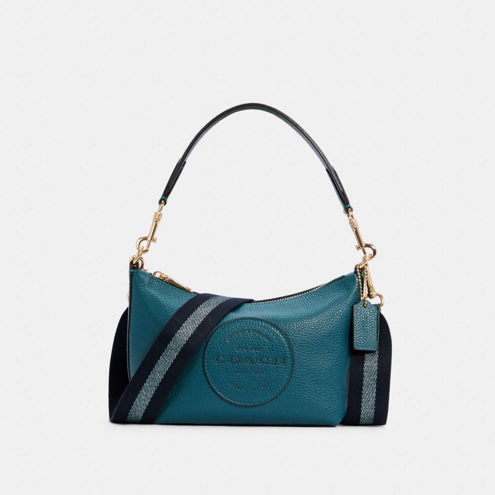DEMPSEY SHOULDER BAG WITH PATCH - IM/TEAL INK - COACH C2829
