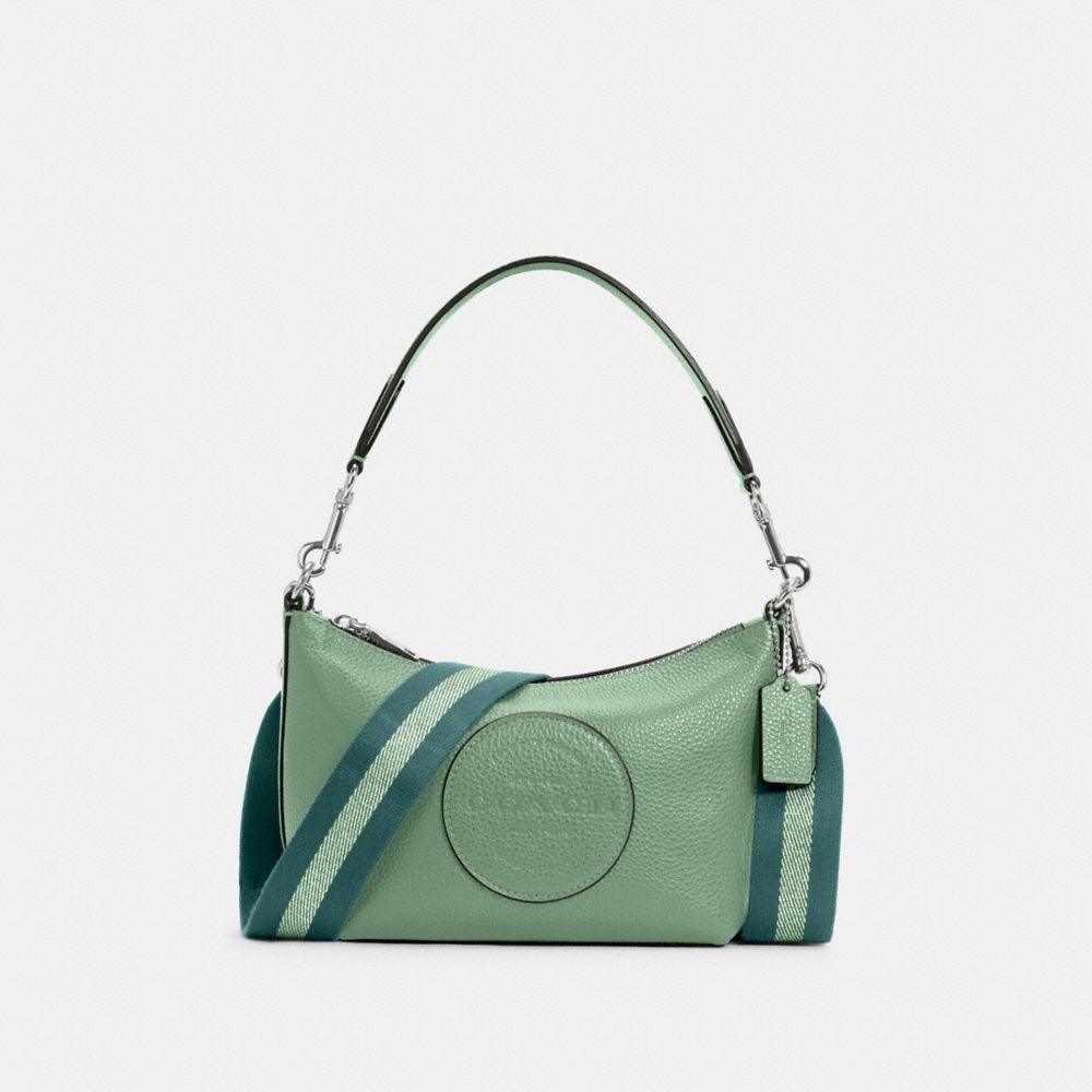 COACH C2829 Dempsey Shoulder Bag With Patch SV/WASHED GREEN