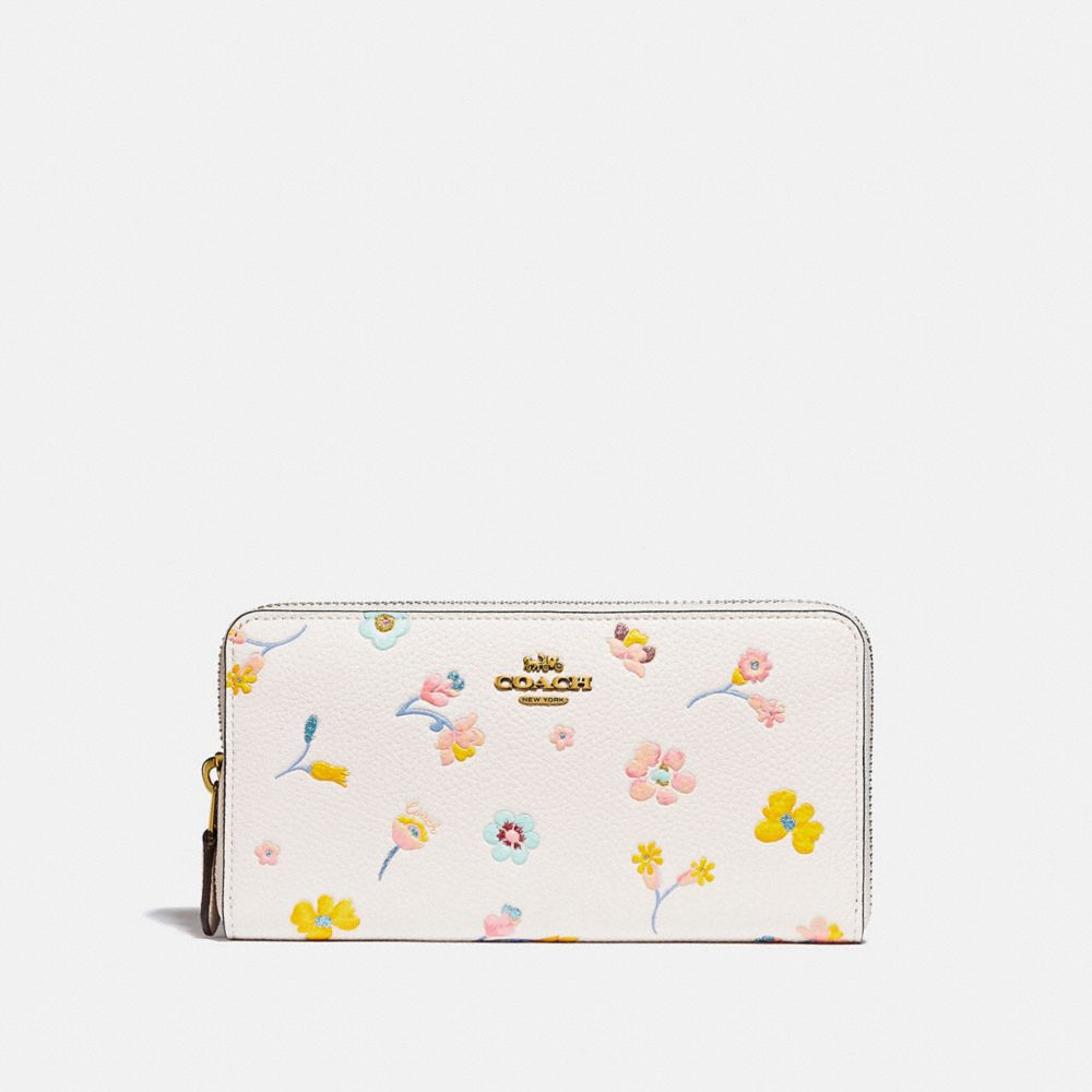 公式 Coach コーチ アコーディオン ジップ ウォレット ウィズ ウォーターカラー フローラル プリント 財布 革小物