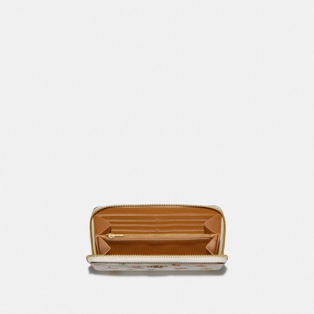 公式 Coach コーチ アコーディオン ジップ ウォレット ウィズ ウォーターカラー フローラル プリント 財布 革小物
