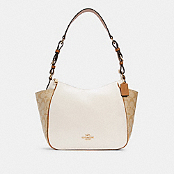 COACH RORI SHOULDER BAG IN COLORBLOCK SIGNATURE CANVAS - IM/CHALK/LIGHT KHAKI - C2855