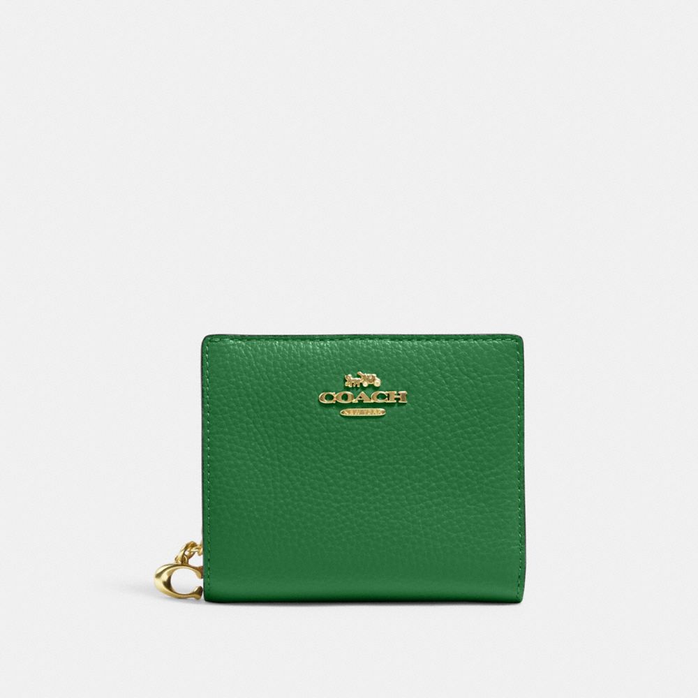 COACH C2862 Snap Wallet Gold/KELLY GREEN