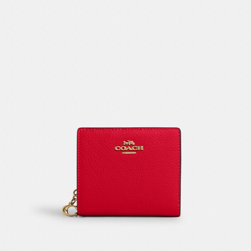 COACH C2862 Snap Wallet GOLD/BOLD RED