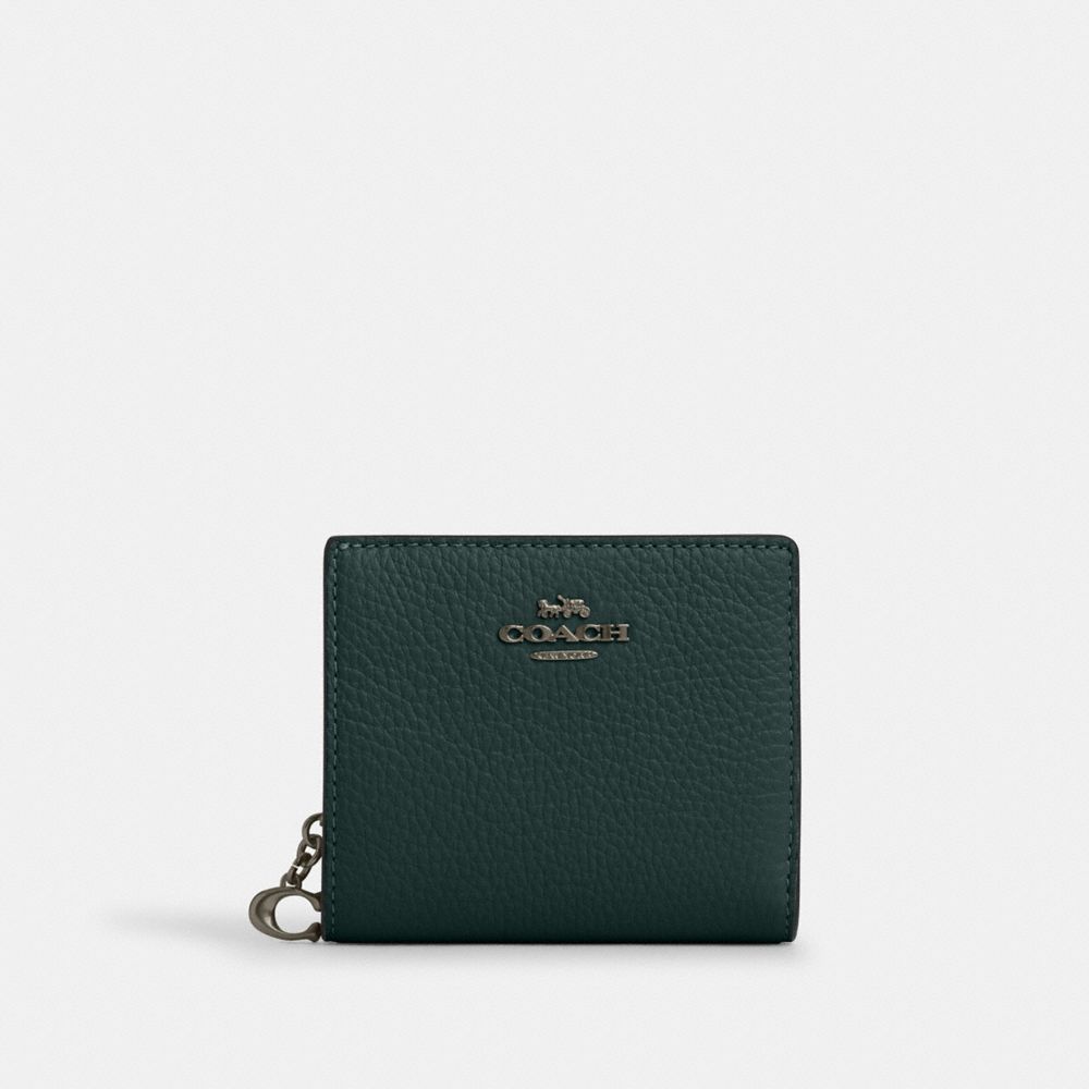 COACH C2862 Snap Wallet GUNMETAL/DARK TEAL