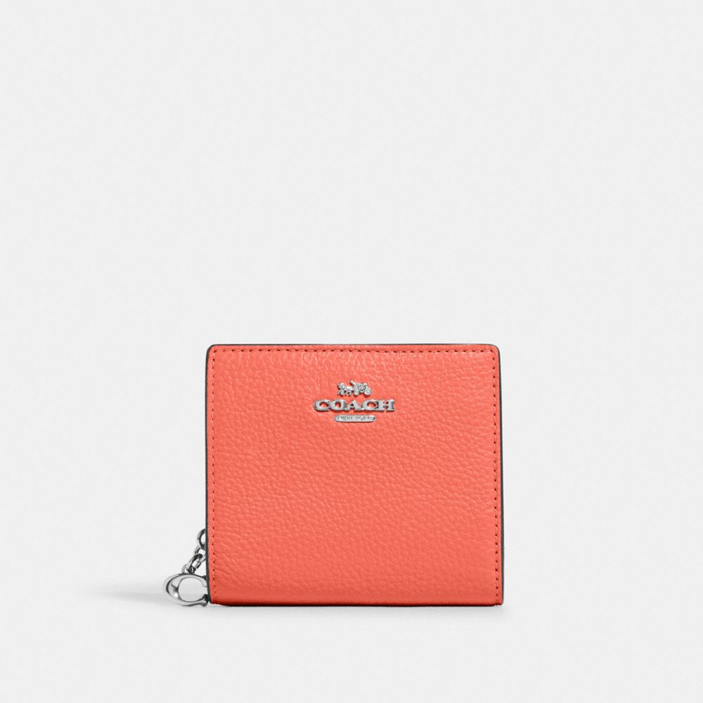 COACH C2862 Snap Wallet SILVER/TANGERINE