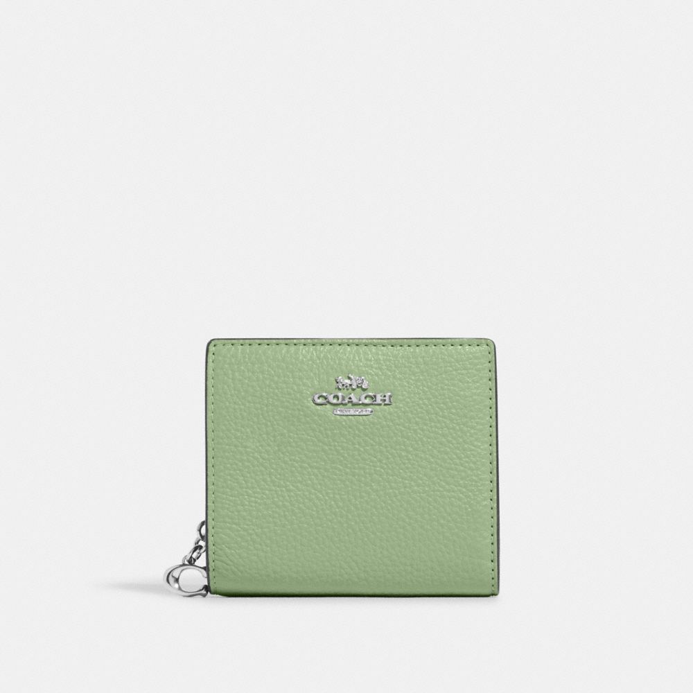 COACH C2862 Snap Wallet SILVER/PALE PISTACHIO