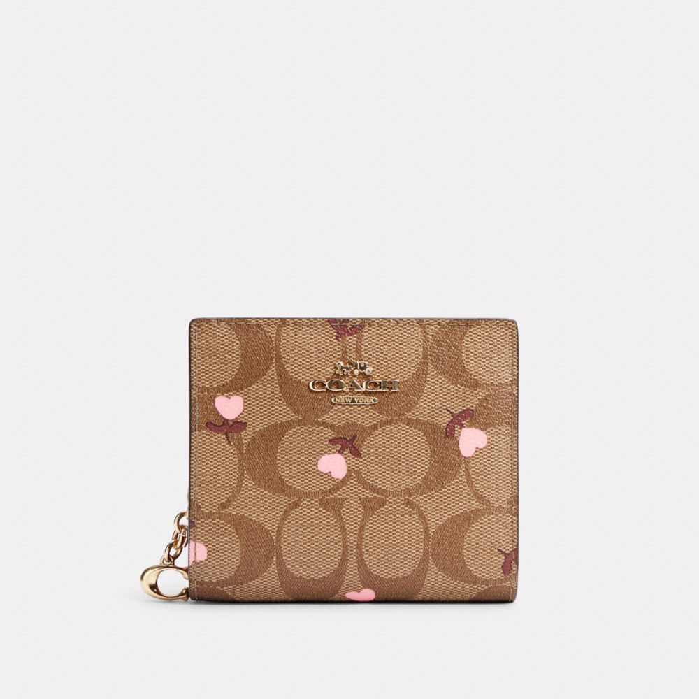 COACH®  Heart Coin Case In Signature Canvas With Heart Print