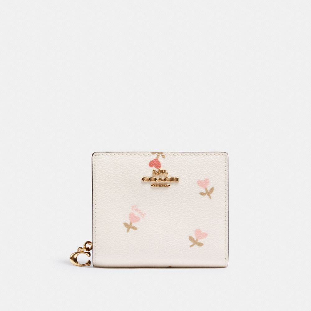COACH SNAP WALLET WITH HEART FLORAL PRINT - IM/CHALK MULTI - C2868