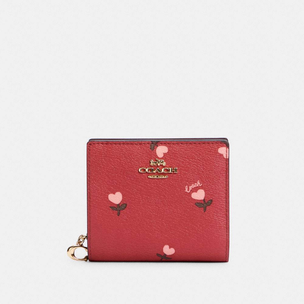 COACH C2868 SNAP WALLET WITH HEART FLORAL PRINT IM/WINE MULTI