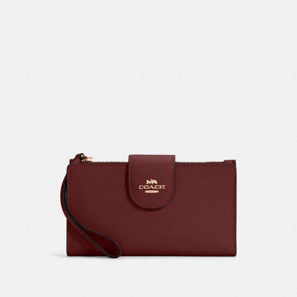 COACH Tech Phone Wallet - GOLD/CRANBERRY - C2869