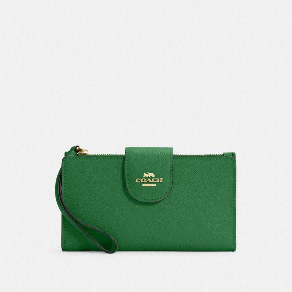 COACH C2869 Tech Wallet Gold/KELLY GREEN