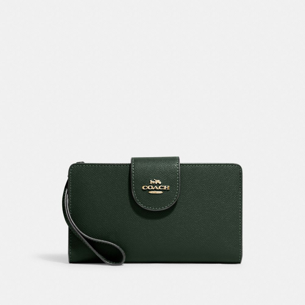 COACH C2869 Tech Wallet Gold/Amazon Green