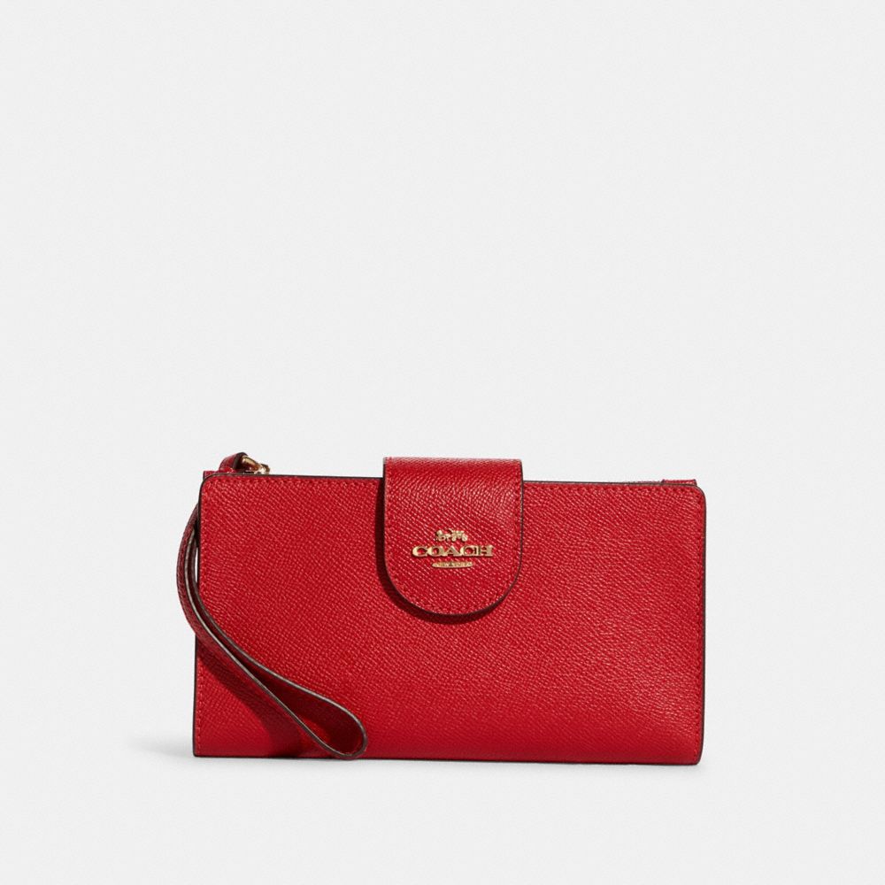 COACH C2869 - Tech Phone Wallet GOLD/ELECTRIC RED