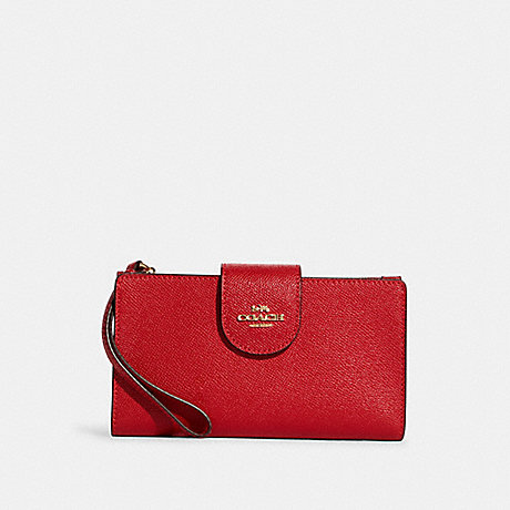 COACH C2869 Tech Phone Wallet GOLD/ELECTRIC-RED
